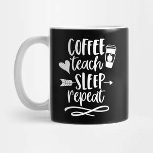 Coffee Teach Sleep Repeat Teacher T Shirt for Men Women Cute Mug